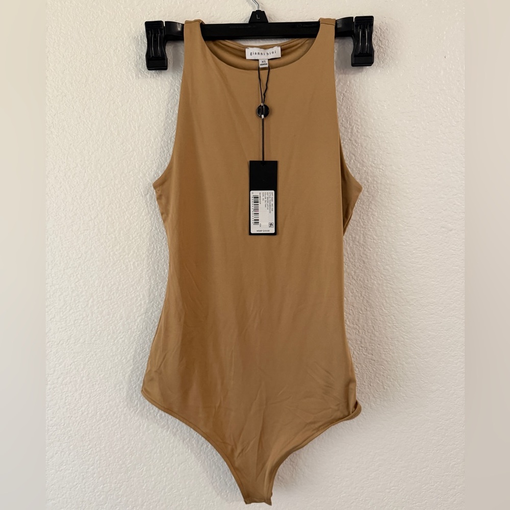 Gianni Bini Sleeveless Bodysuit in Tan/Beige